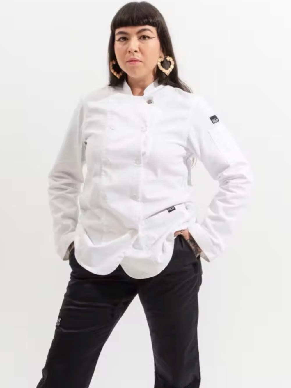 TILT Women’s White Chef Jacket with Mandarin Collar
